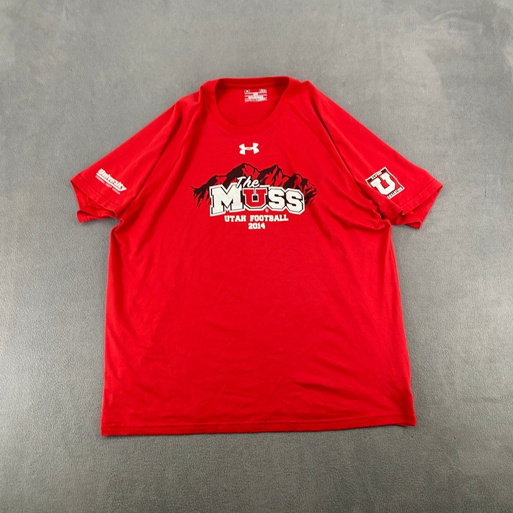 Under Armour Mens Utah Football The MUSS 2014 Red HeatGear T-Shirt Large 1233672